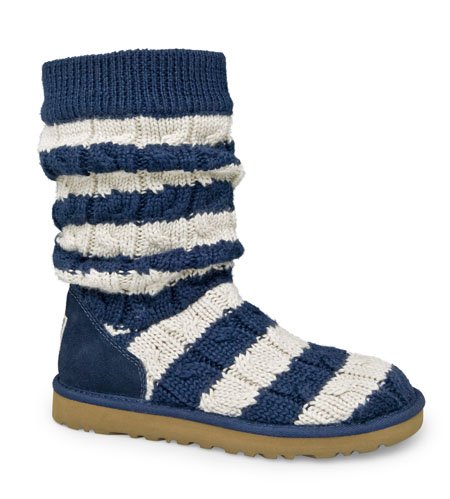 UGG Classic Tall Stripe Cable Knit Navy Cream Boots2.jpg
