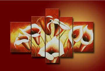 11 Flowers Hand-painted 5-piece Modern Stretched Oil Painting on Canvas.jpg