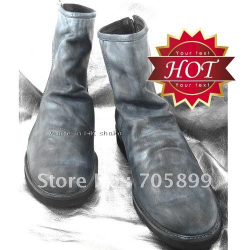 Genuine Leather Ankle Gray Waterproof Men's Casual Boots