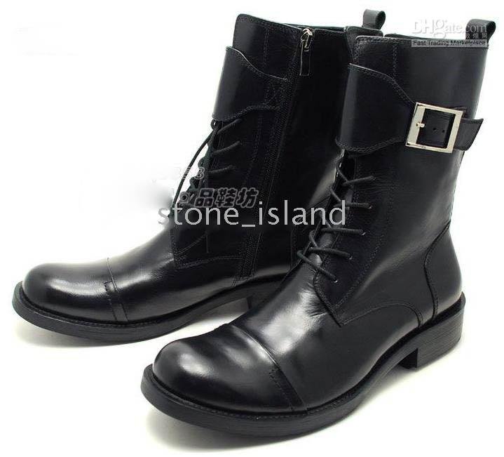 Black Leather Ankle Men's Casual Boots