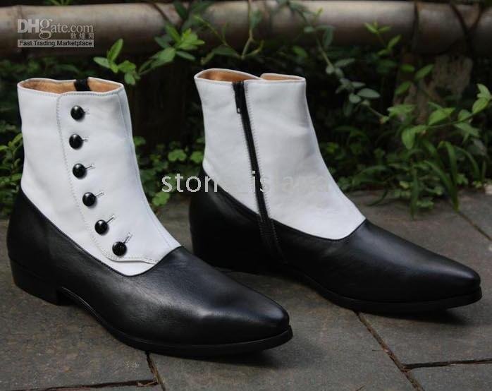 Leather Size 39--44 White & Black Men's Casual Boots