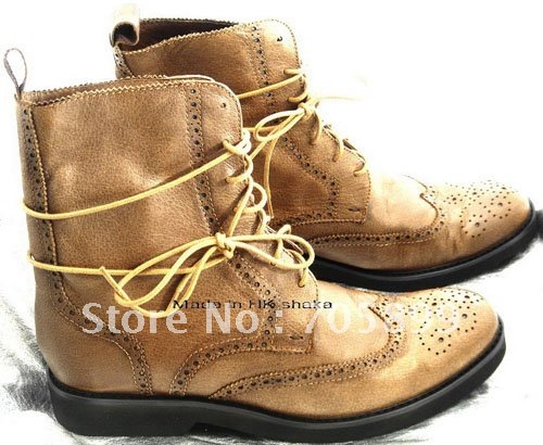 First Layer Cow Leather Ankle Brown Men's Casual Boots