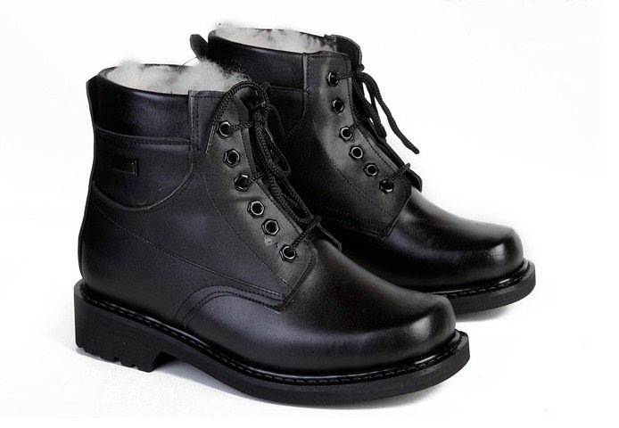 Genuine Leather Rubber Chalaza Round Toe Men's Snow Boots