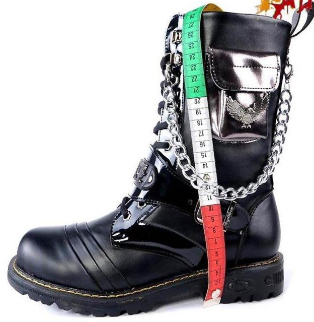 Leather Fur Chalaza Ring Buckle Mental Chain Decoration Men's Snow Boots