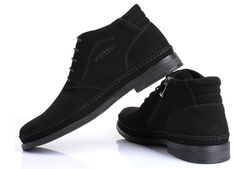 Mid-Calf Genuine Leather Waterproof Anti-fur Men's Snow Boots