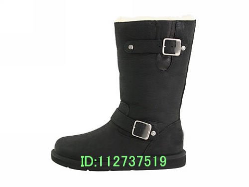 Black Rubber Real Wool Mid-Calf Men's Snow Boots