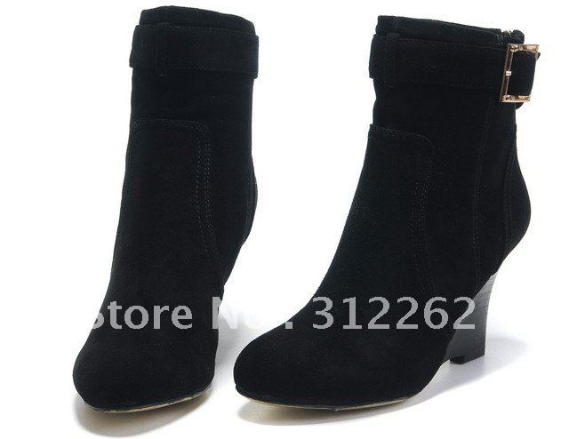 Top Quality Women's 3.2 Inches Heel Height Genuine Leather Knee High Snow Winter Boots