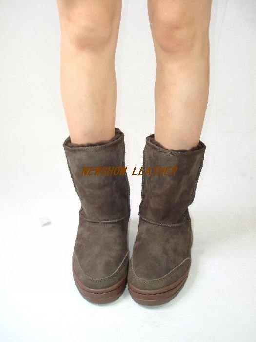 Sheepskin Suede Fleece Car Suture Flat Heels Winter Women's Ankle Boots