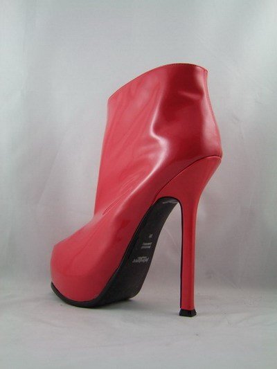 Genuine Leather Red High Heel Women's Ankle Boots
