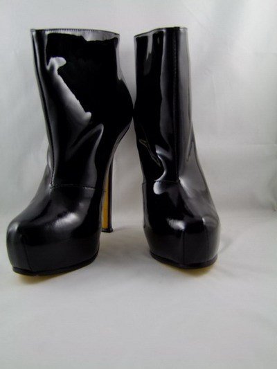 Genuine Leather Black Pump Women's Ankle Boots