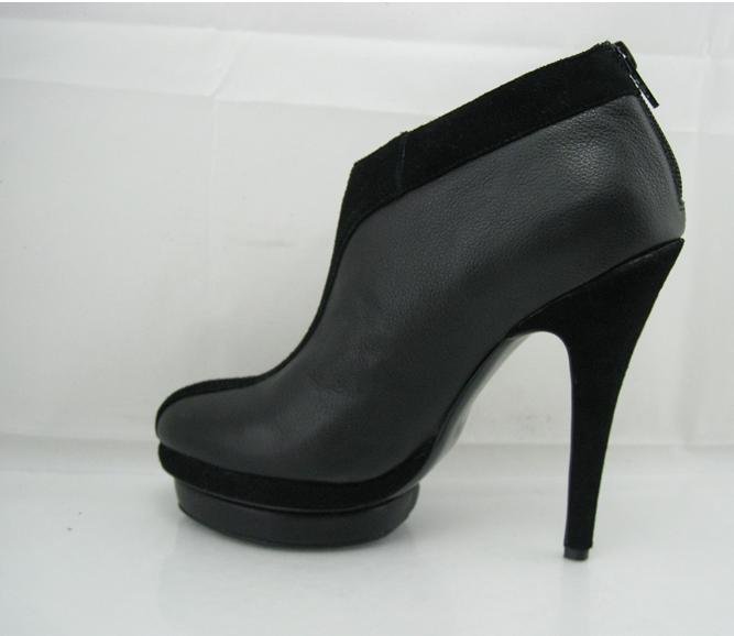 Leather Pump Waterproof High Heel Women's Ankle Boots