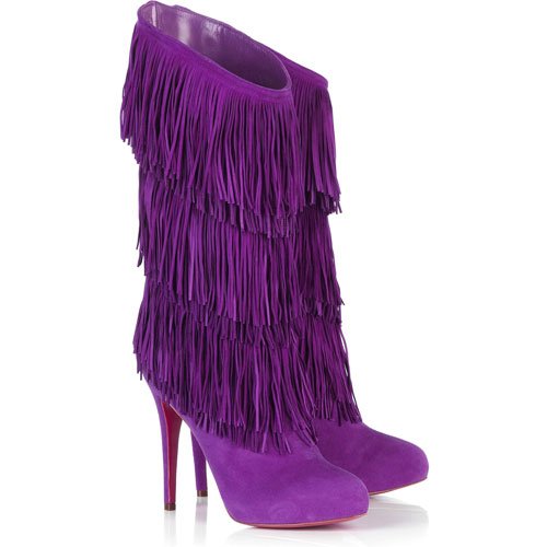 Size:36-40 Sexy High Heel Tassel Women's Knee High Boots