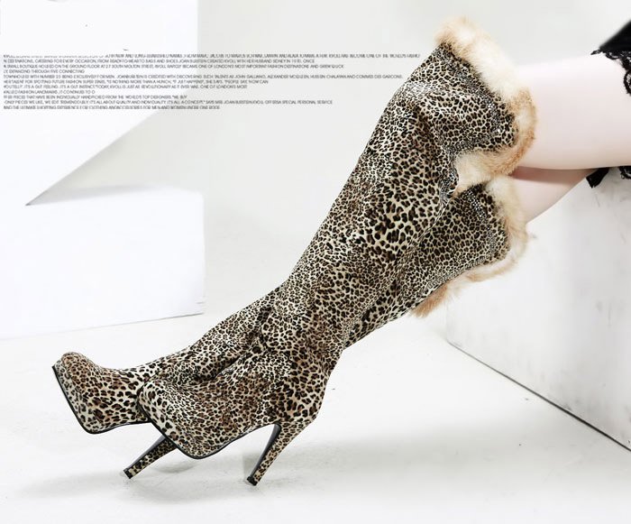 Kvoll Leopard Size 35-39 Winter Women's Knee High Boots