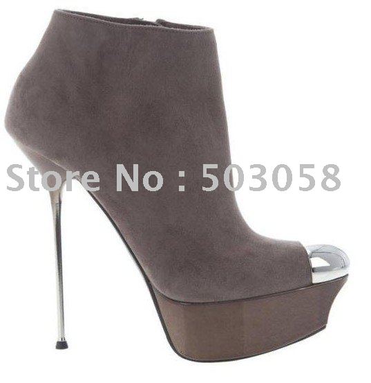 Brown Mid-Calf Sexy High Heel Snow Boots