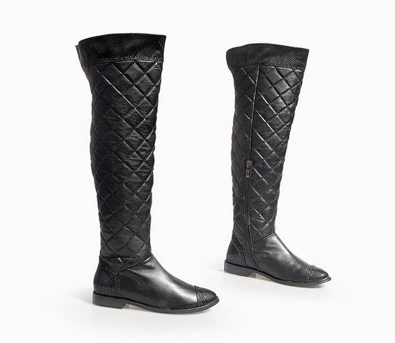 Black Genuine Leather Women's Thigh-High Boots