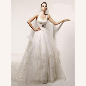 White Foor Lenght Custom Made Sheath Straps Wedding Dresses