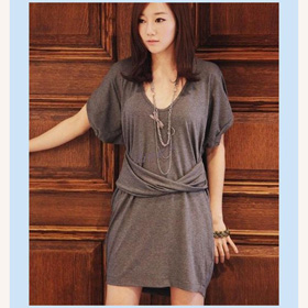 Polyester Cotton Short Sleeve Loose Design Siamese Above Knee Ladies' Blouses & Tops