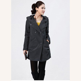 Woolen Cloth Hooded Department of Deduction Straight Type Ladies' Blouses & Tops
