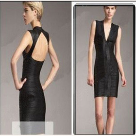 Backless Bandage Knitting Silk Women's Evening Dress