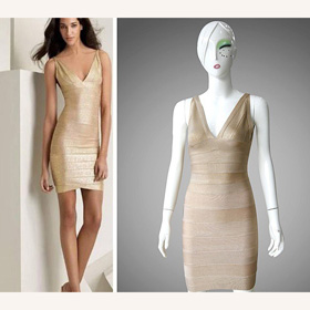 Bandage Knitting Silk Women's V-neck Celebrity Dresses