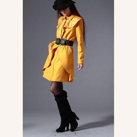 Yellow Windbreaker Belt Women's Jackets