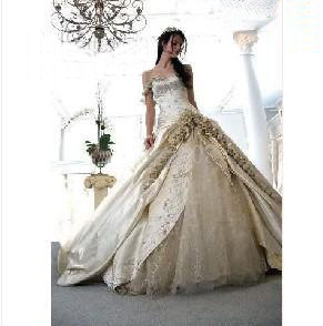 Strapless Floor-length Beading With Embroidery Taffeta Wedding Dresses