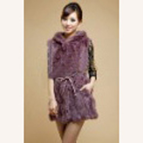Hand Knitted Sleeveless Winter Rabbit Fur