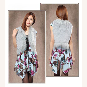 Genuine Lamb Fur And Rabbit Fur Short Style Fashion Vests & Waistcoats