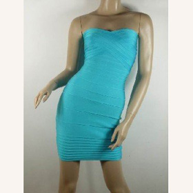 Blue Sleeveless With Stripes Evening Dress