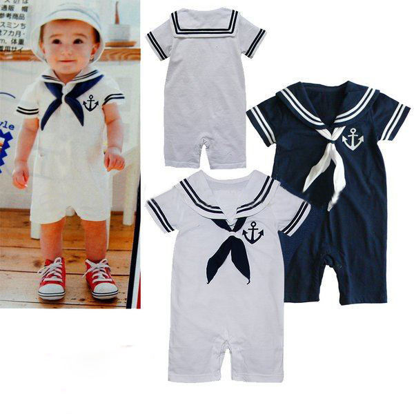Navy Rompers Infants Cotton Short Sleeve Baby Rompers