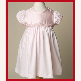 Dupioni Silk Pink Short Sleeve Baby Dresse