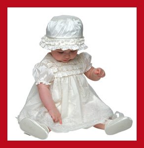 Short Sleeve Breathable Satin Christening Dress