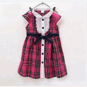Knee-Length Short Sleeve Cotton With Lace Baby Dresses