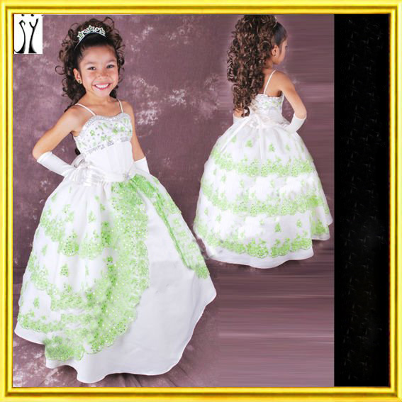 Baby Doll-like Three Layers Embroidered Lace Flower Girl Dress