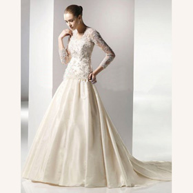 Classic & Timeless Floor-length Long Sleeve with Lace Embroidery Trumpet A-Line Wedding Dresses