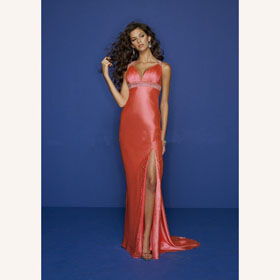 Matte Satin Floor-length Sheath Straps Split-side Crystal Cocktail Dress
