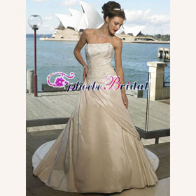 Classic & Timeless Halter Strapless Floor-length Taffeta Chapel Train Wedding Dresses