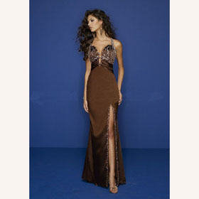 Satin Crystal Straps Sexy V-neck Ankle-length Split-side Column Cocktail Dresses