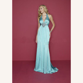 Floor-length Straps Sexy V-neck Jewel Elegant & Luxurious Matte Satin Cocktail Dress