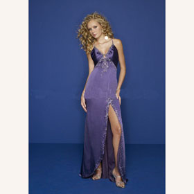 Elegant & Luxurious Floor-length Straps V-neck Crystal Elastic Silk-like Cocktail Dress