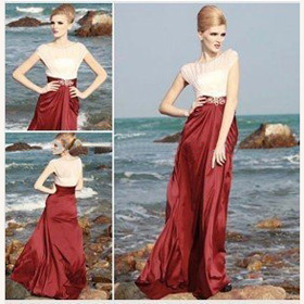 Elegant & Luxurious Satin Ankle-length Short Sleeve Hight Waist Wedding Dresses