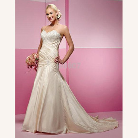 Elegant & Luxurious Matte Satin Lace-up Backless  Strapless Floor-length Wedding Dresses