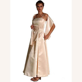 Elegant & Luxurious Matte Satin Embroidery Spaghetti Straps  Ankle-length Cocktail Dress