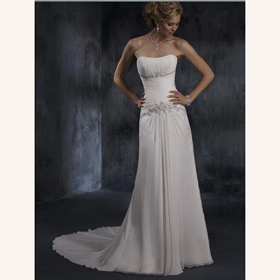 Strapless Sleeveless Lace-up Halter Sheath Taffeta Plicate Wedding Dresses