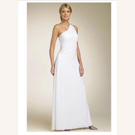Elegant & Modern Taffeta Single Shoulder Sleeveless Bateau Ankle-length Wedding Dresses