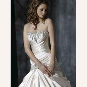 Glamorous & Dramatic Satin Sexy Strapless Draped Lace-up Floor-length Court Train Wedding Dress