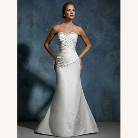 Taffeta Embroidery Sexy Strapless Sleeveless Sheath Court Train Wedding Dress