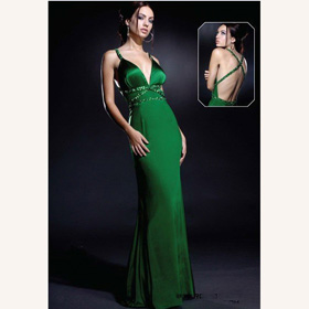 Satin Spaghetti Straps Sexy V-neck Halter Ankle-length  Wedding Dresses