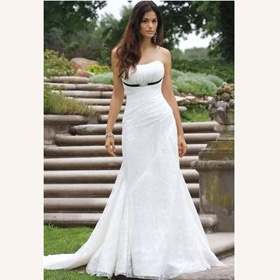 Cotton Silk Strapless A-Line Floor Length White Asymmetrical Wedding Dresses
