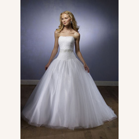 Satin Cotton Strapless Low Waist Diamond Full-legnth Ball Gown Asymmetrical Wedding Dresses